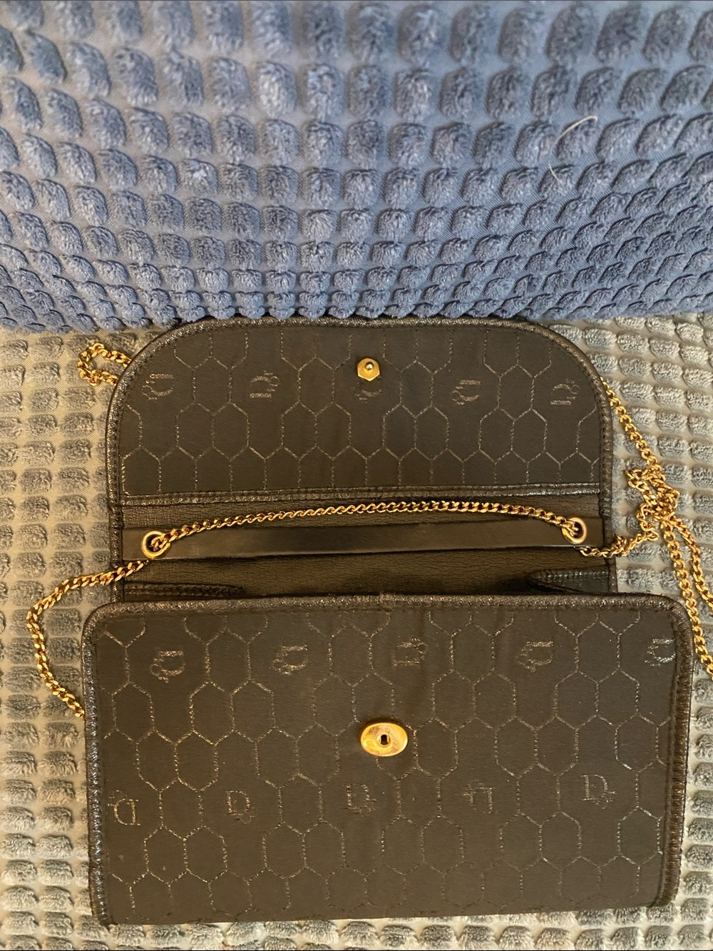 Dior Black Quilted Envelope Crossbody with Gold 'CD' Logo and Chain - Picture 7 of 11